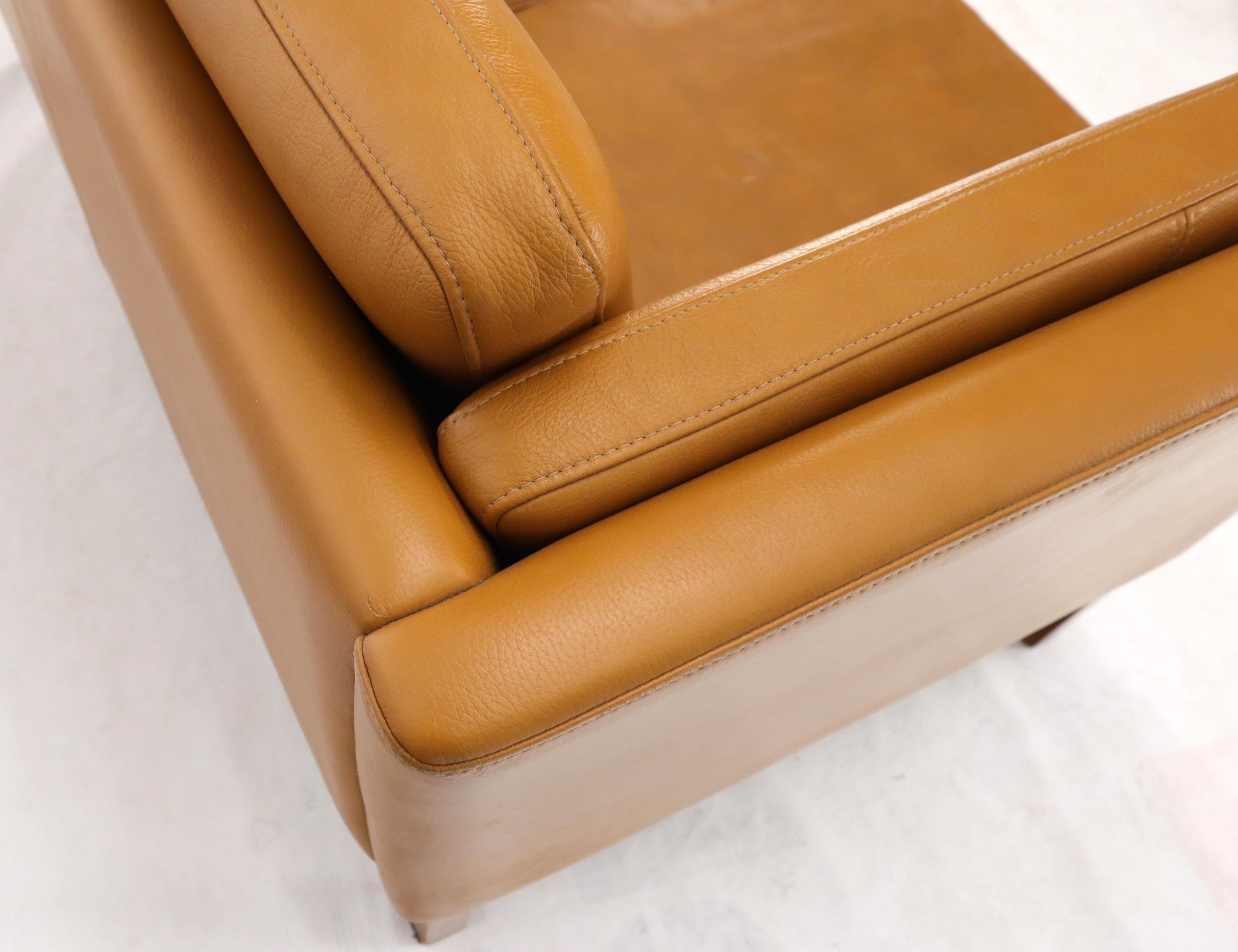 EstablishedLines Borge Mogenson Tan Leather Loveseat Sofa Danish Mid-Century Modern