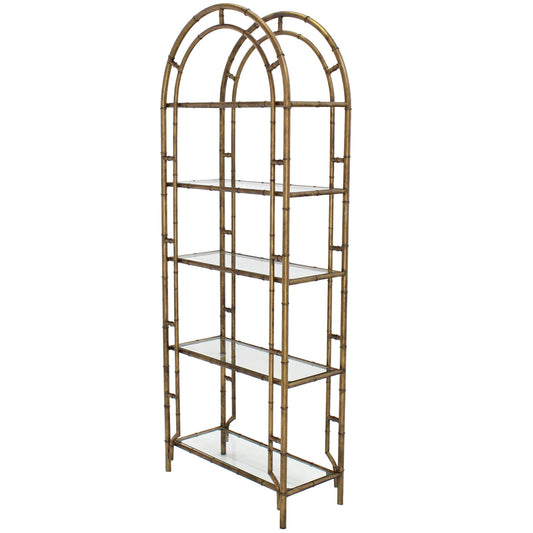 Faux Bamboo Arch Shape Glass Shelves Etagere