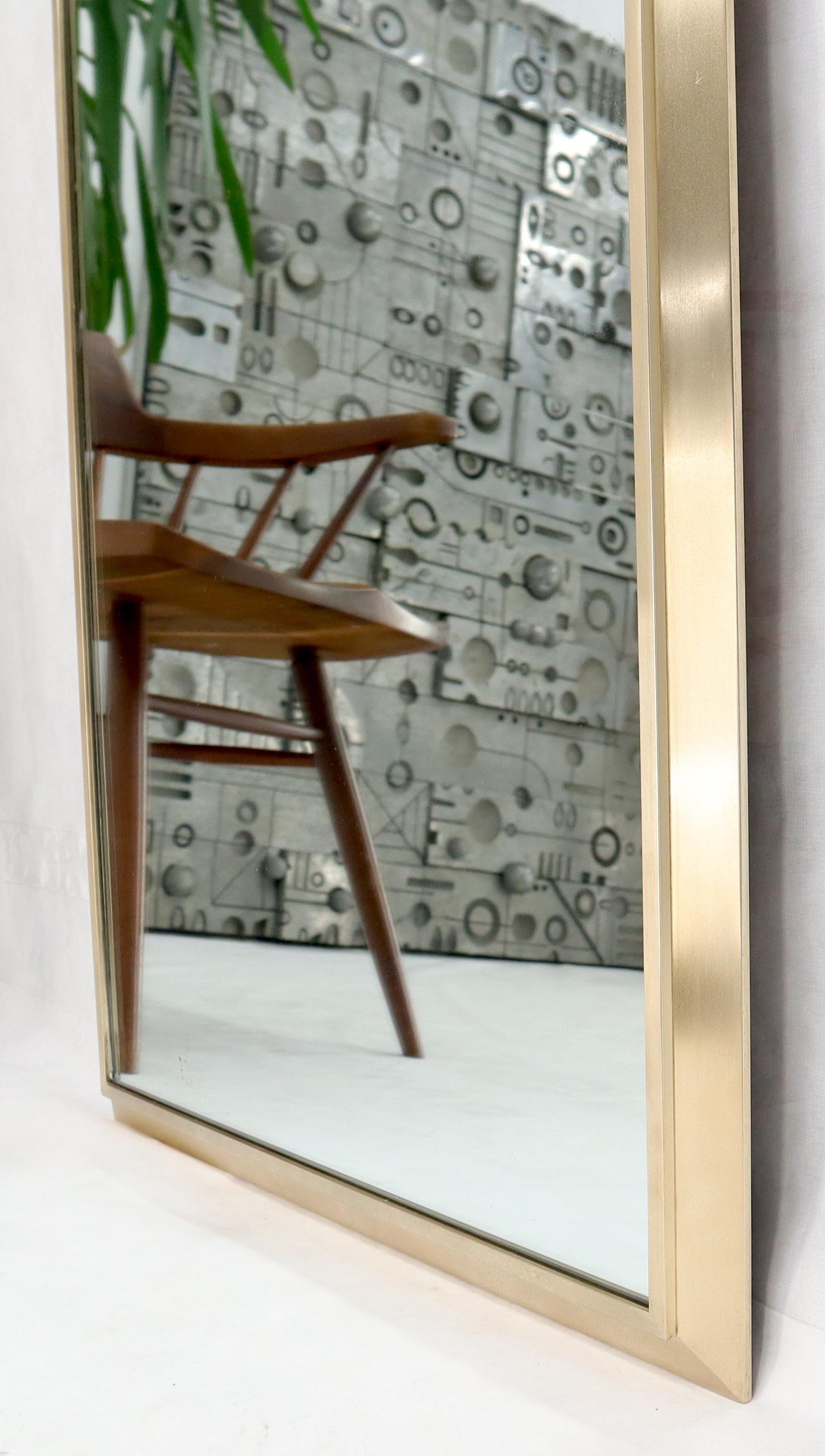 EstablishedLines Beveled Solid Brass Travertine Insert Frame Mid-Century Modern Wall Mirror
