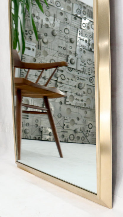 EstablishedLines Beveled Solid Brass Travertine Insert Frame Mid-Century Modern Wall Mirror
