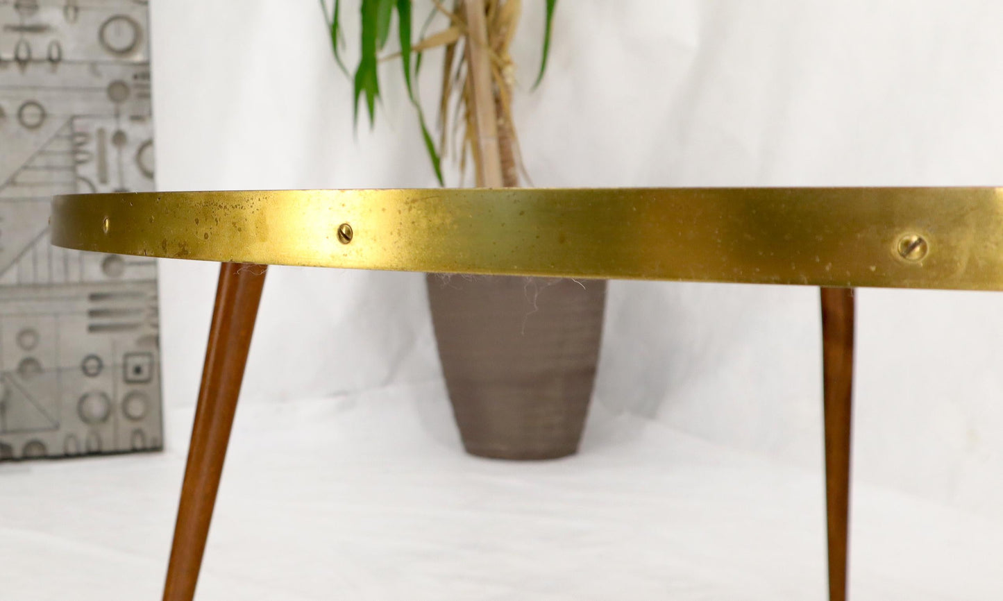 EstablishedLines Sunburst Red Tile Mosaic Round Mid-Century Modern Coffee Table