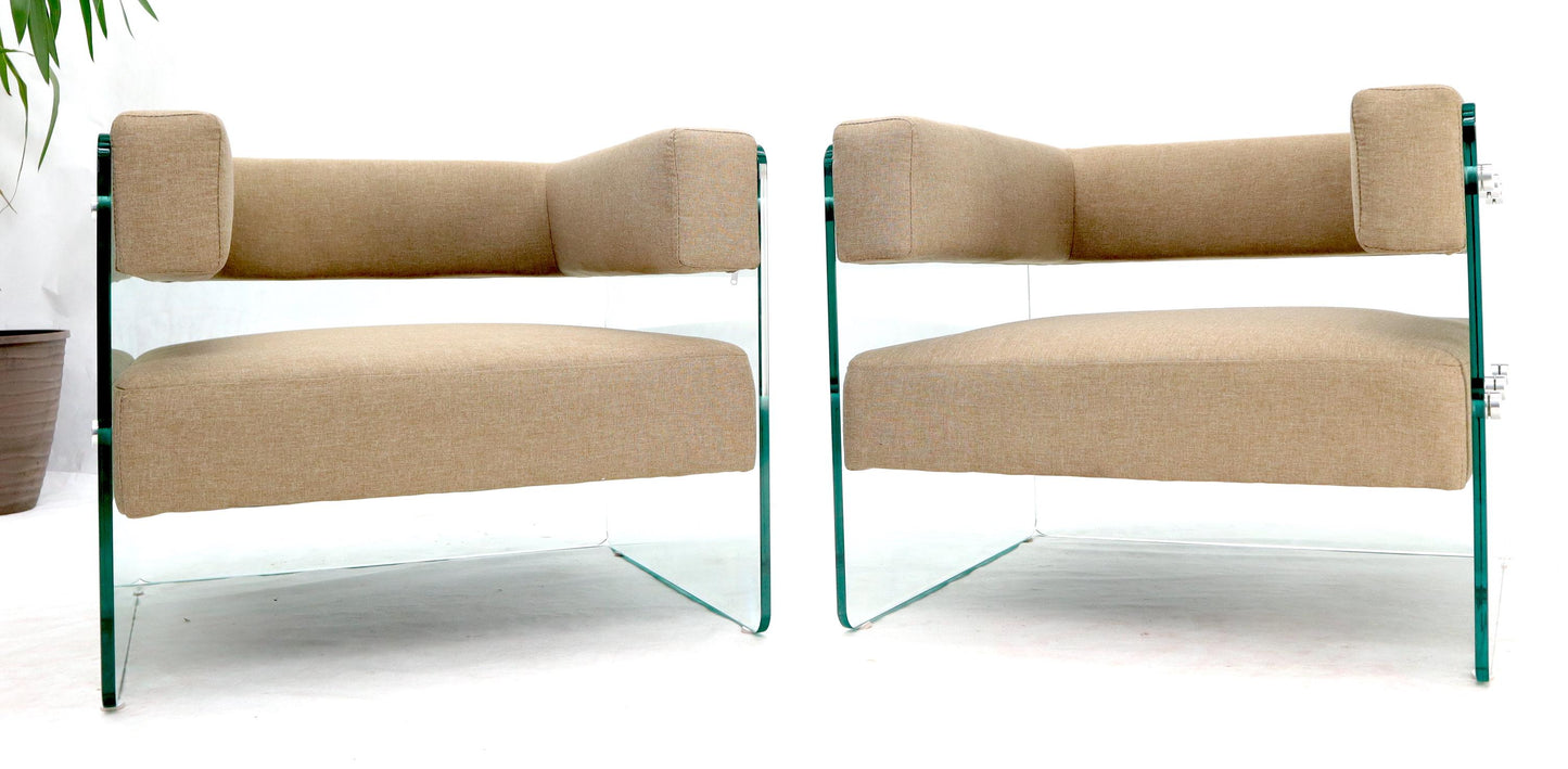 EstablishedLines Pair of Glass Panels Frames Cube Shape Lounge Chairs