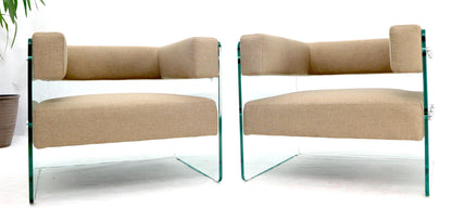 EstablishedLines Pair of Glass Panels Frames Cube Shape Lounge Chairs