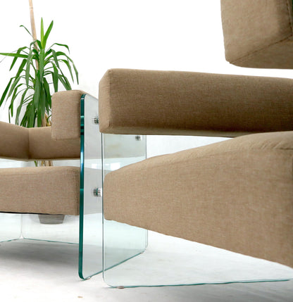 EstablishedLines Pair of Glass Panels Frames Cube Shape Lounge Chairs