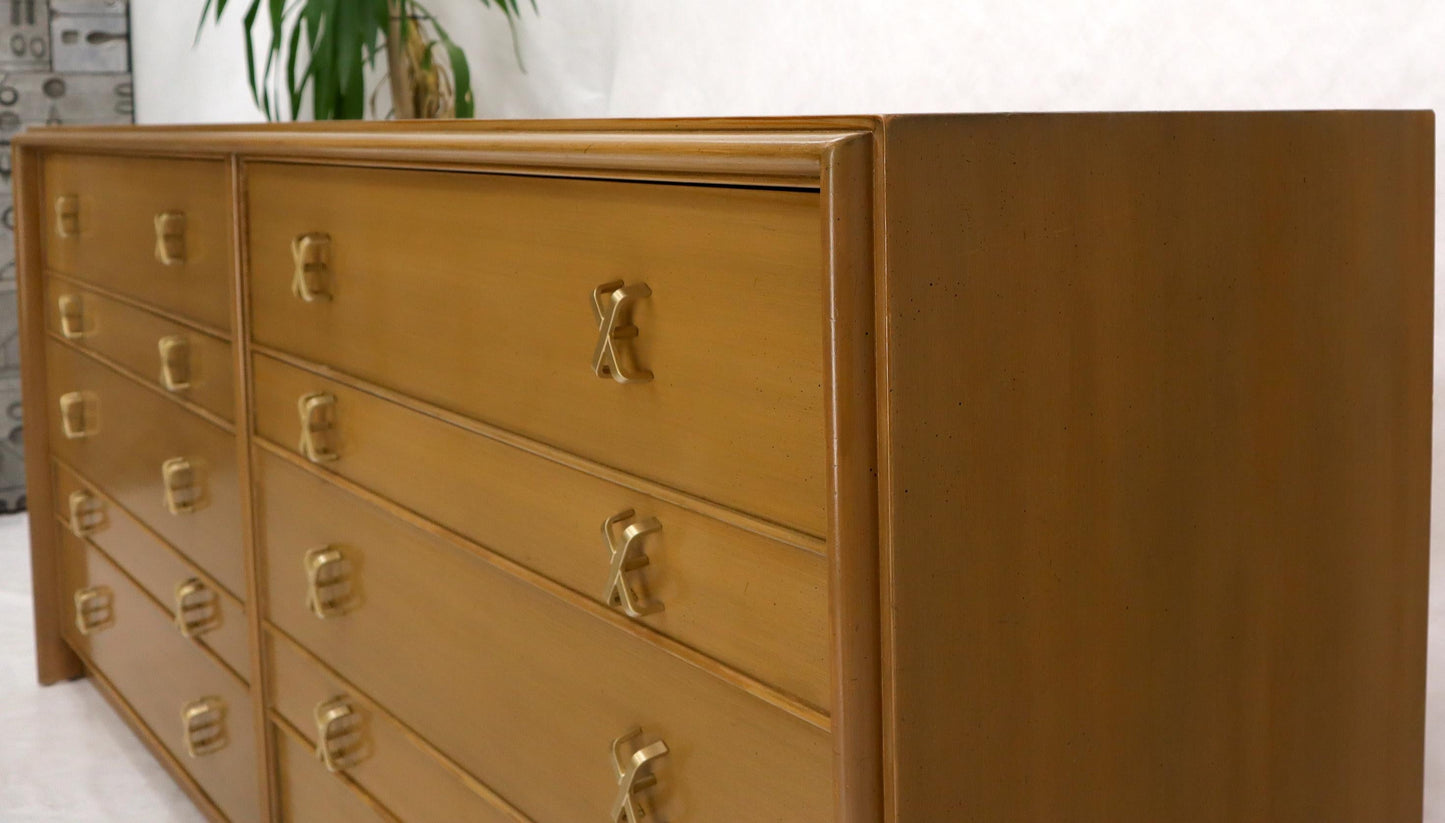 EstablishedLines Paul Frankl for Johnson Furniture 10 Drawer Double Dresser Solid Brass X Pulls