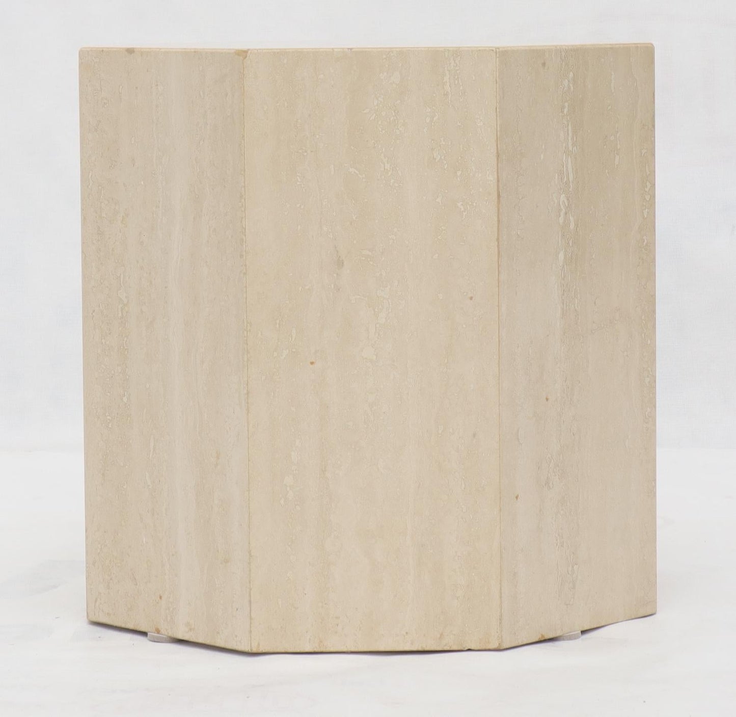 EstablishedLines Octagon Shape Travertine Side Table Pedestal