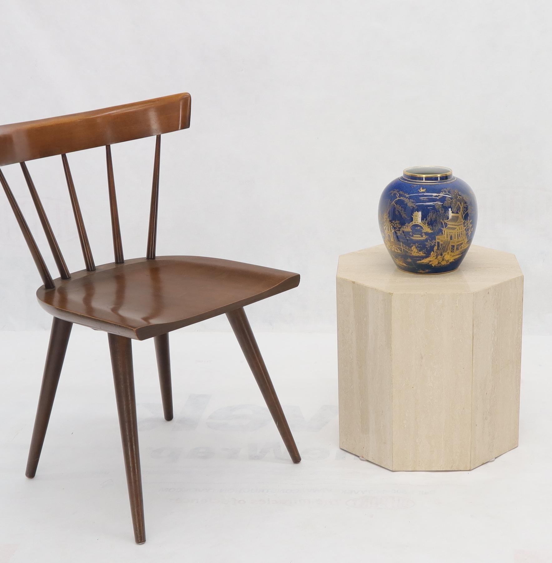 EstablishedLines Octagon Shape Travertine Side Table Pedestal