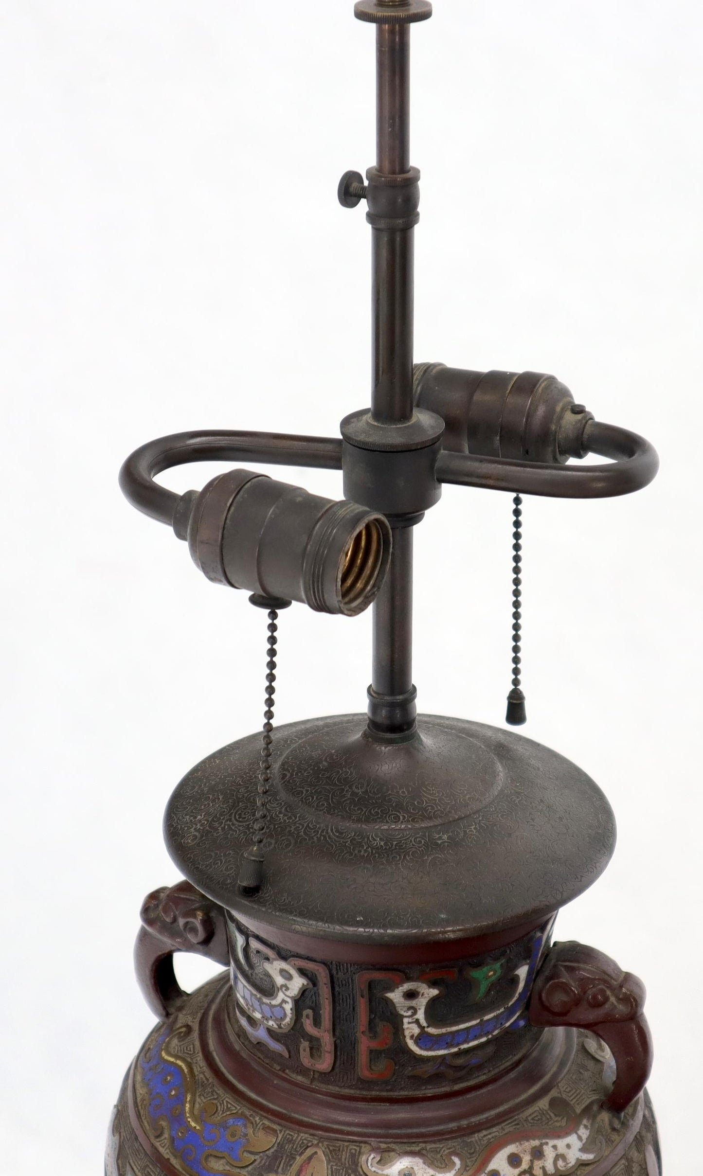 EstablishedLines Large Bronze Enamel Decorated Oriental Table Lamp