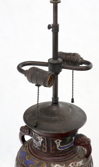 EstablishedLines Large Bronze Enamel Decorated Oriental Table Lamp