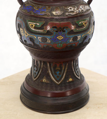 EstablishedLines Large Bronze Enamel Decorated Oriental Table Lamp