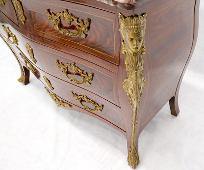 EstablishedLines Bombe French Marble Top Bronze Ormolu Louis XV Style 4 Drawers Dresser Commode
