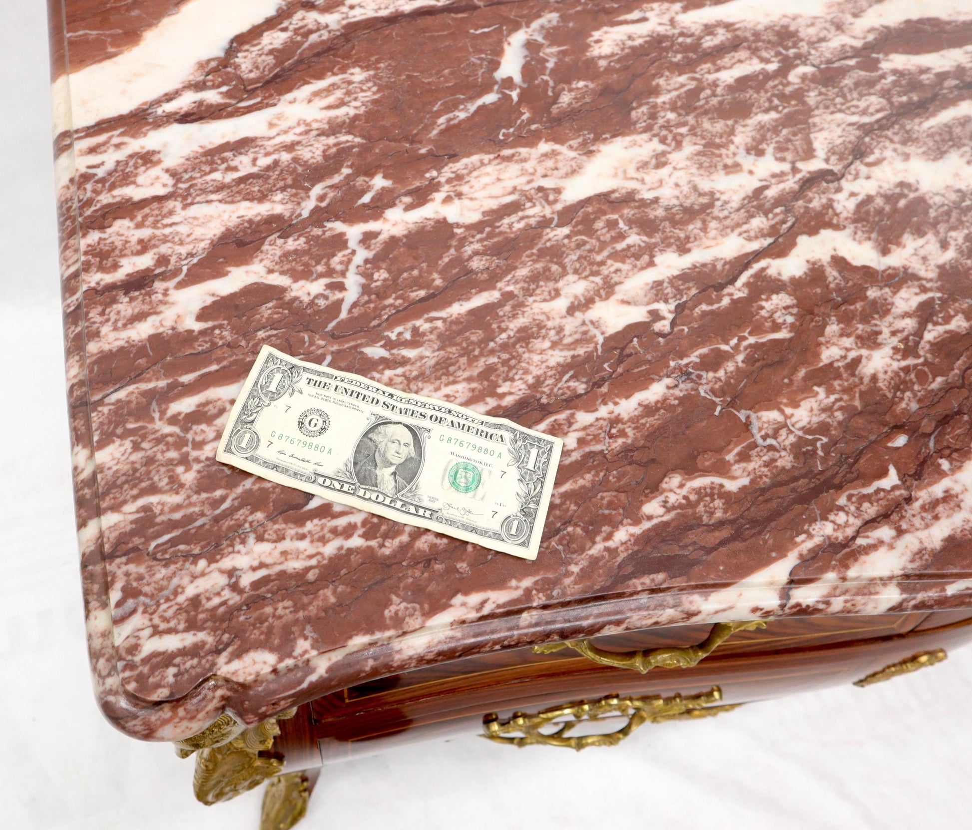 EstablishedLines Bombe French Marble Top Bronze Ormolu Louis XV Style 4 Drawers Dresser Commode