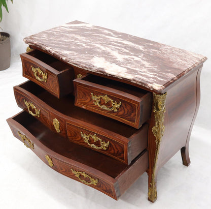 EstablishedLines Bombe French Marble Top Bronze Ormolu Louis XV Style 4 Drawers Dresser Commode