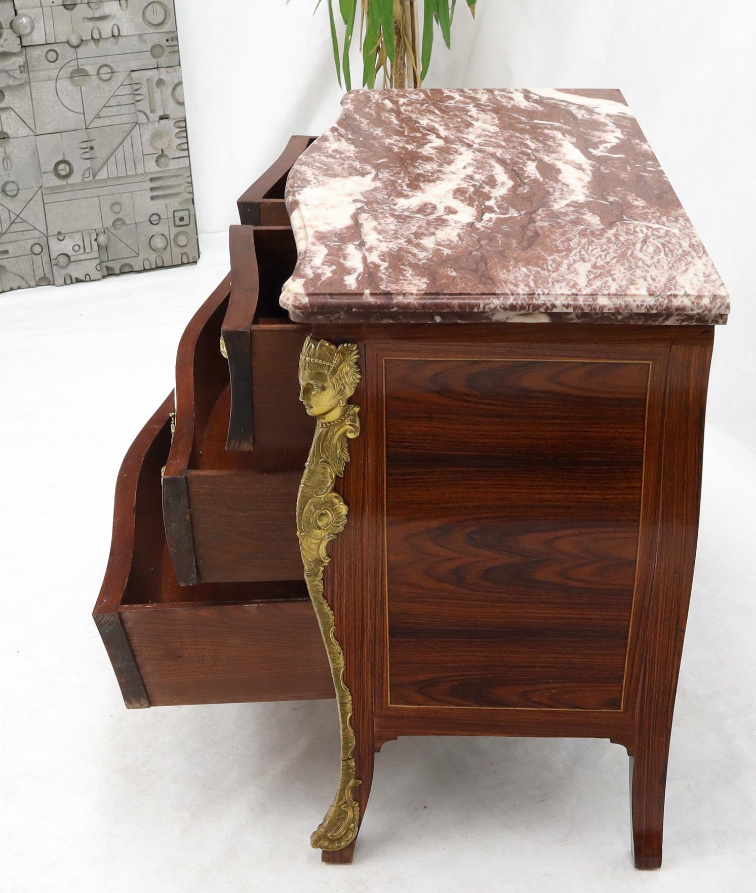 EstablishedLines Bombe French Marble Top Bronze Ormolu Louis XV Style 4 Drawers Dresser Commode