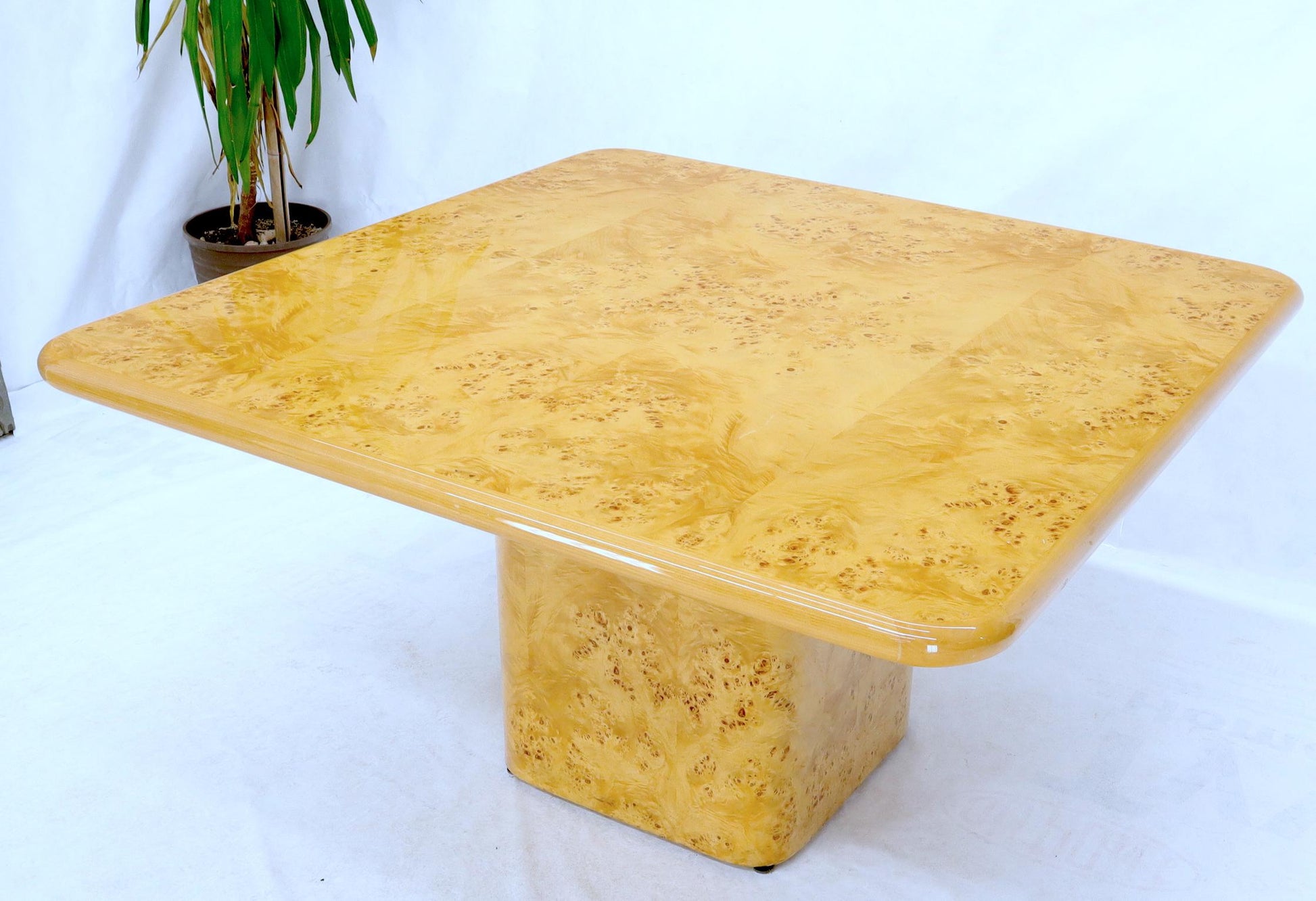 EstablishedLines Square Dining Conference Table Wrapped in Burl Wood by Habitat