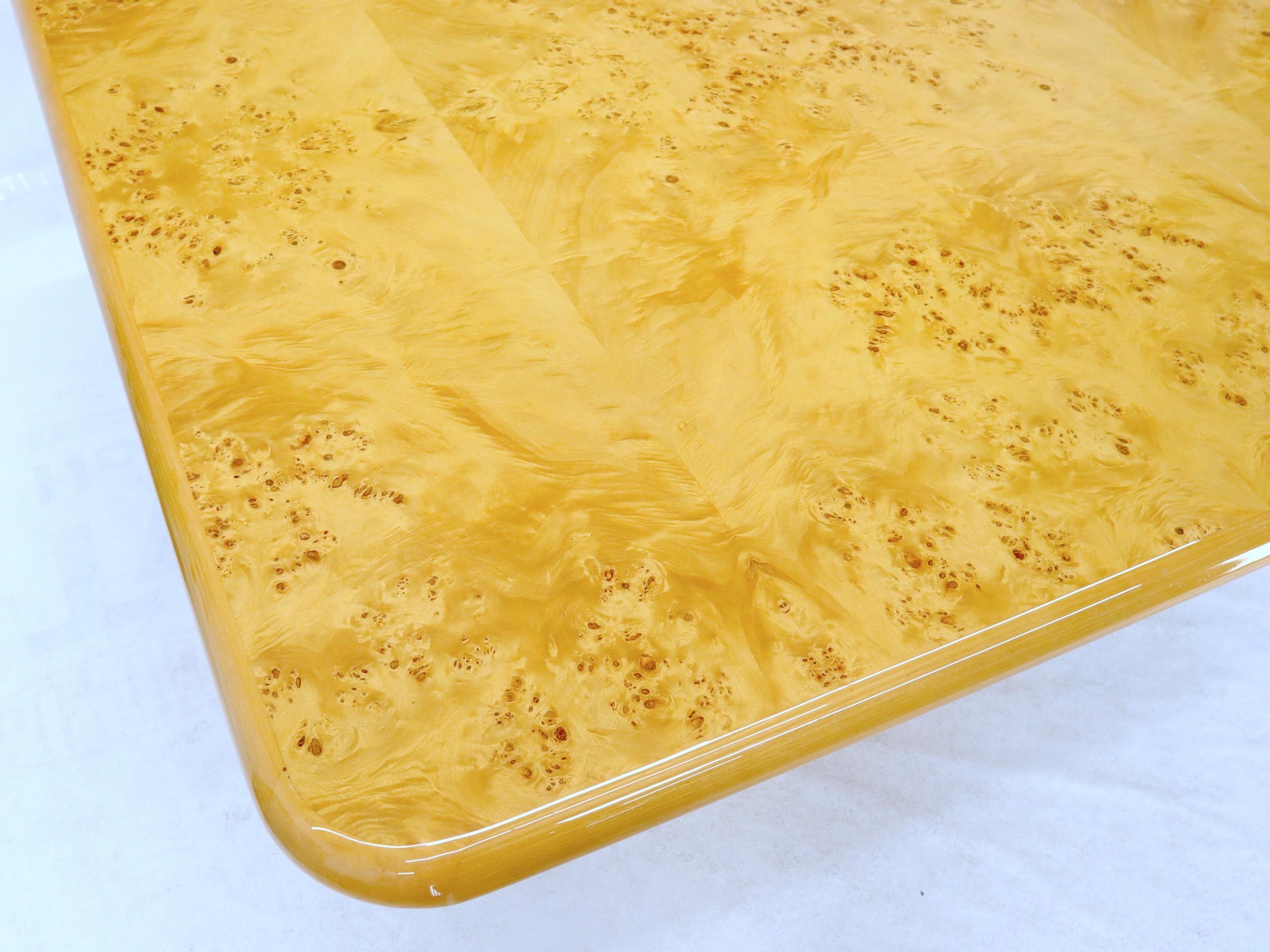 EstablishedLines Square Dining Conference Table Wrapped in Burl Wood by Habitat