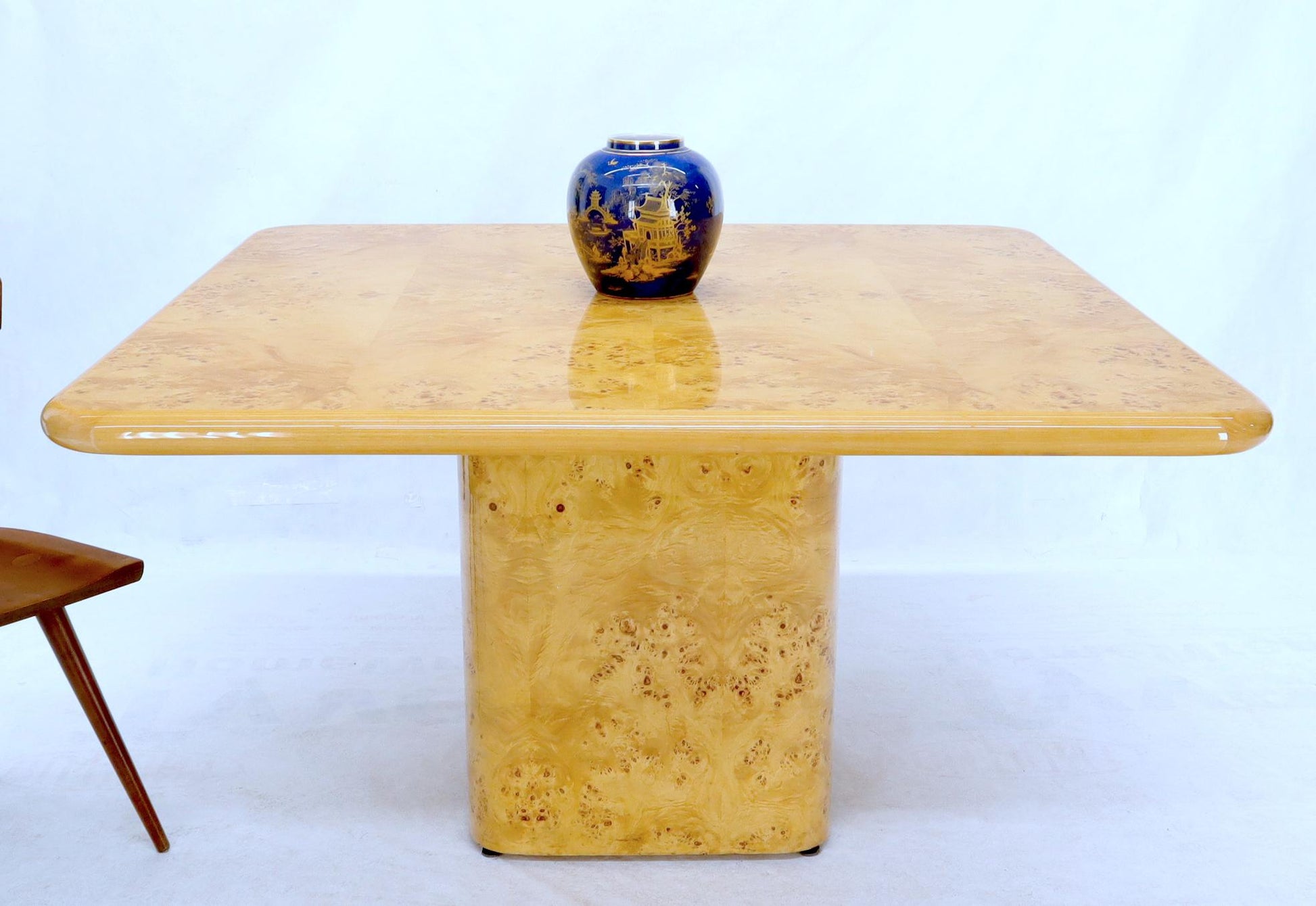 EstablishedLines Square Dining Conference Table Wrapped in Burl Wood by Habitat