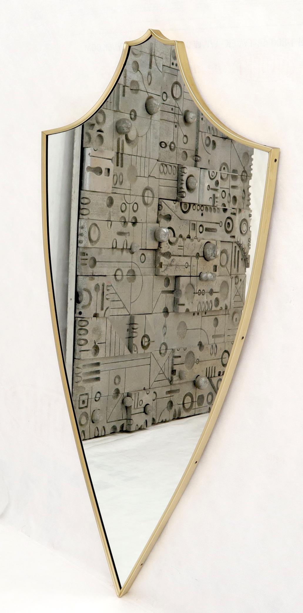 EstablishedLines Large Tall Shield Shape Anodized Aluminum Frame Wall Mirror