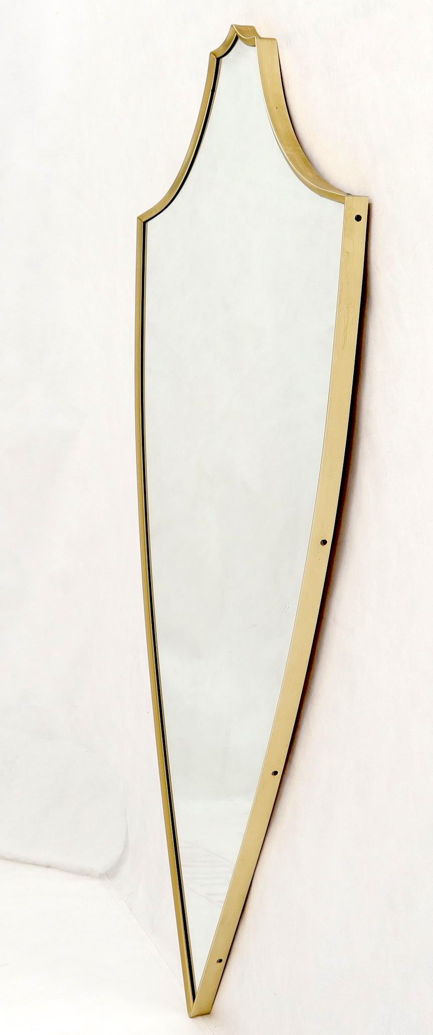 EstablishedLines Large Tall Shield Shape Anodized Aluminum Frame Wall Mirror
