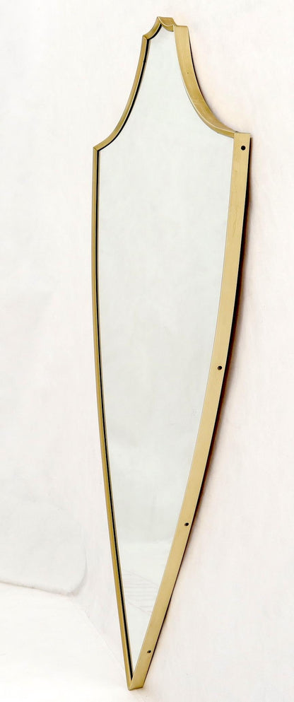 EstablishedLines Large Tall Shield Shape Anodized Aluminum Frame Wall Mirror