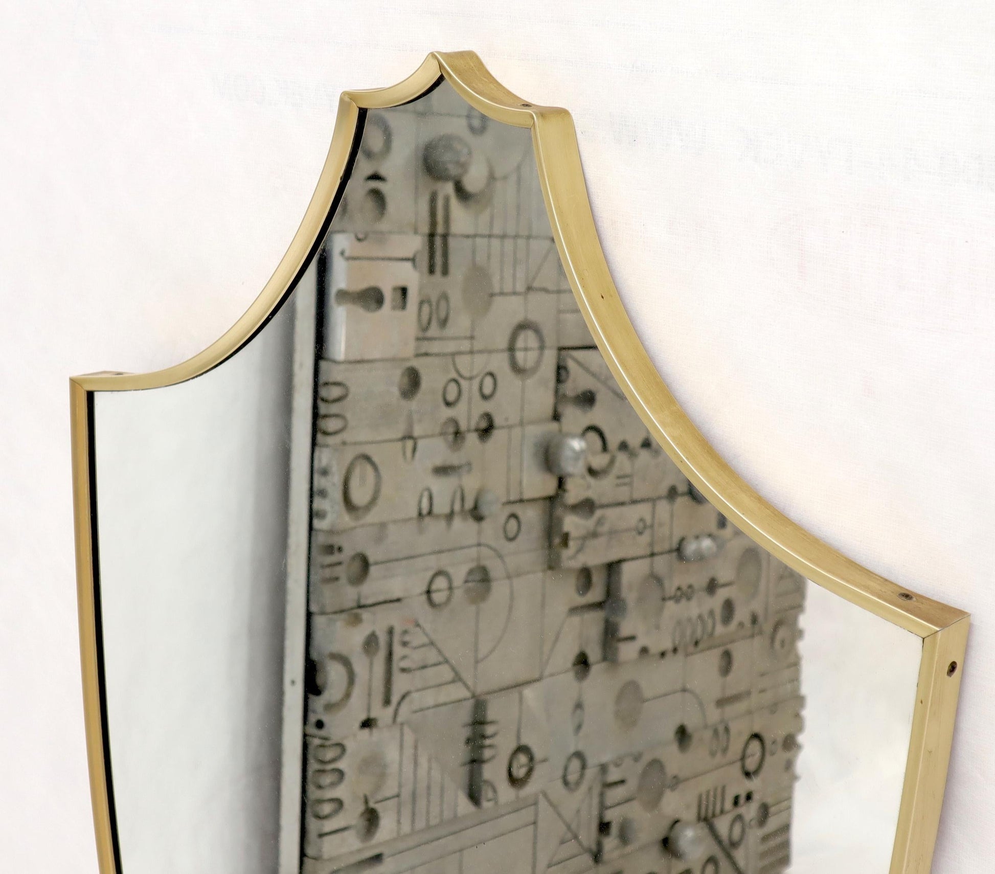EstablishedLines Large Tall Shield Shape Anodized Aluminum Frame Wall Mirror