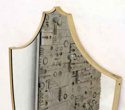 EstablishedLines Large Tall Shield Shape Anodized Aluminum Frame Wall Mirror
