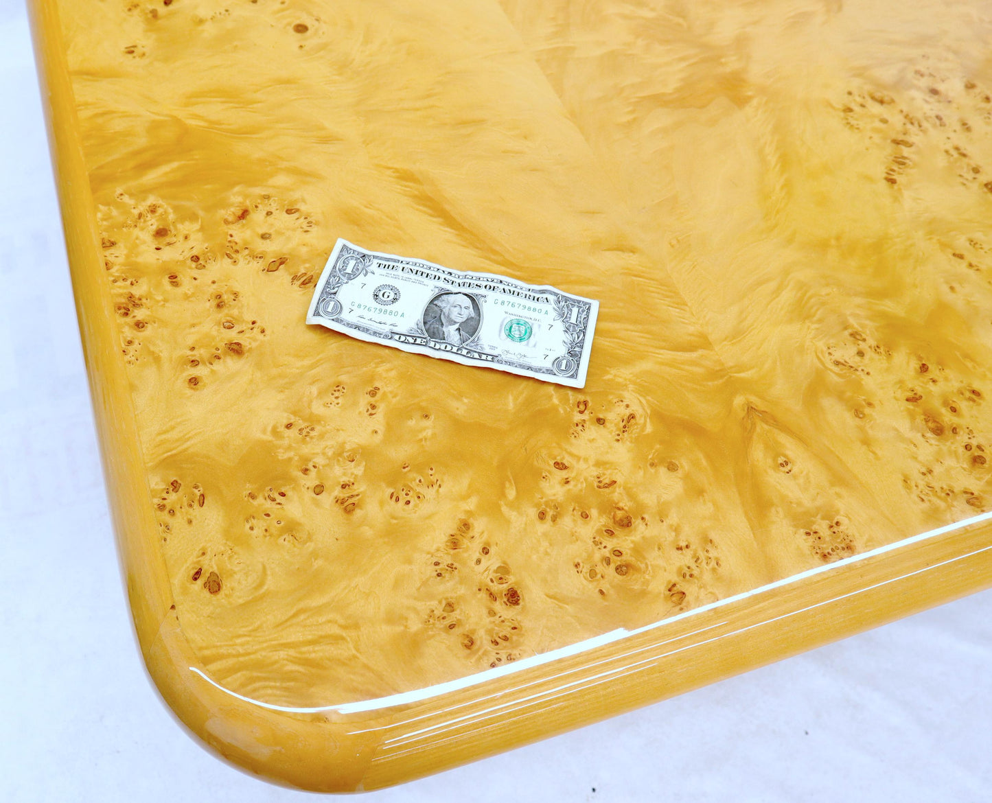 EstablishedLines Square Dining Conference Table Wrapped in Burl Wood by Habitat