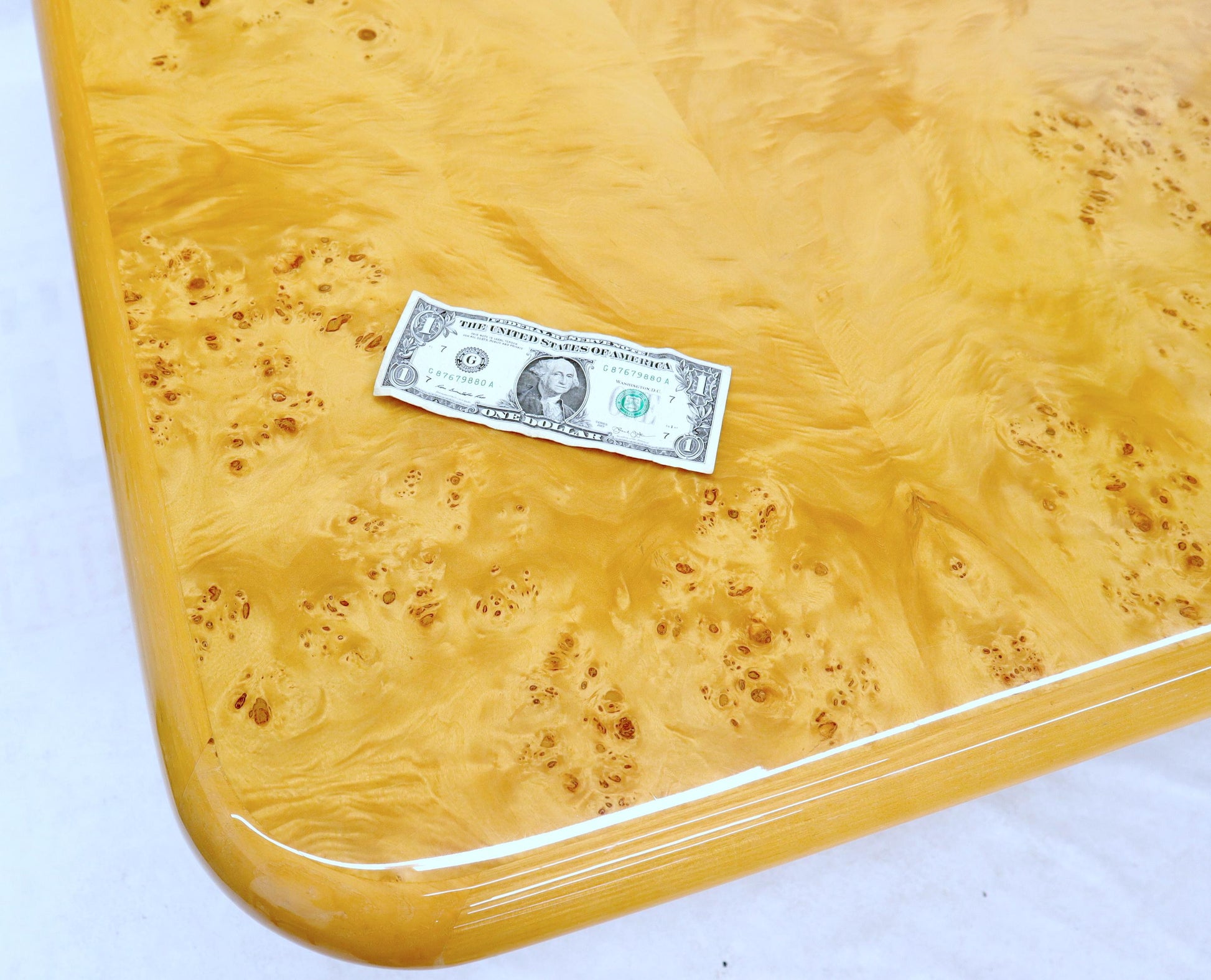 EstablishedLines Square Dining Conference Table Wrapped in Burl Wood by Habitat