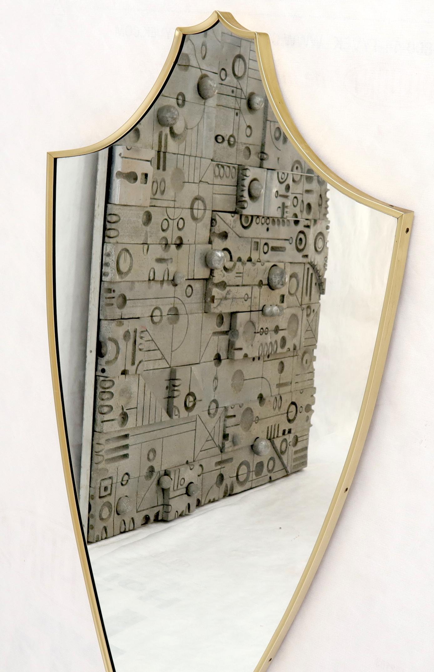 EstablishedLines Large Tall Shield Shape Anodized Aluminum Frame Wall Mirror