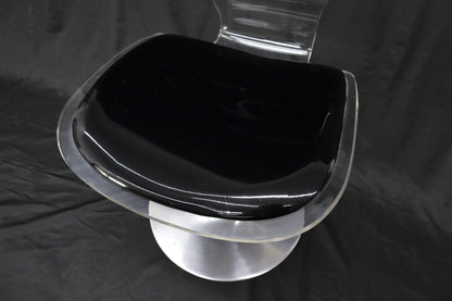 EstablishedLines Tulip Chrome Base Lucite Seats Set of 4 Chairs Dining Table with Glass Round Top