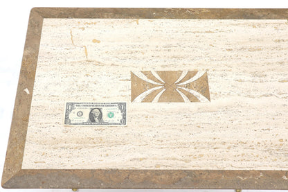 EstablishedLines Pair of Italian Travertine Top X-Shape Base End Side Tables