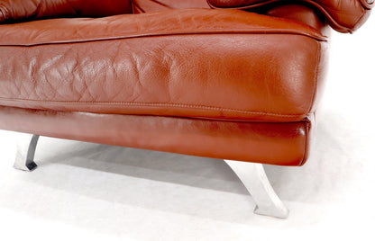 EstablishedLines Ligne Roset Made in France Wide Seat Browm Leather Lounge Chair