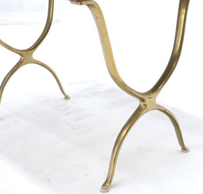 EstablishedLines Pair of Italian Travertine Top X-Shape Base End Side Tables