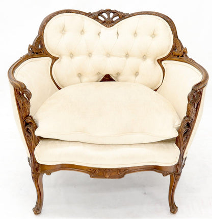 EstablishedLines Heavily Carved Walnut Wide Seat Lounge Chair