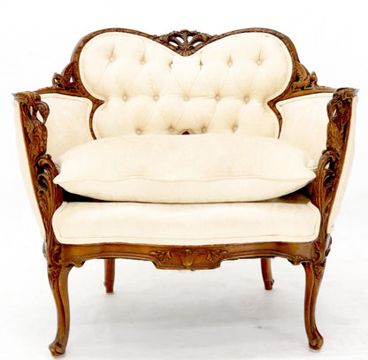 EstablishedLines Heavily Carved Walnut Wide Seat Lounge Chair