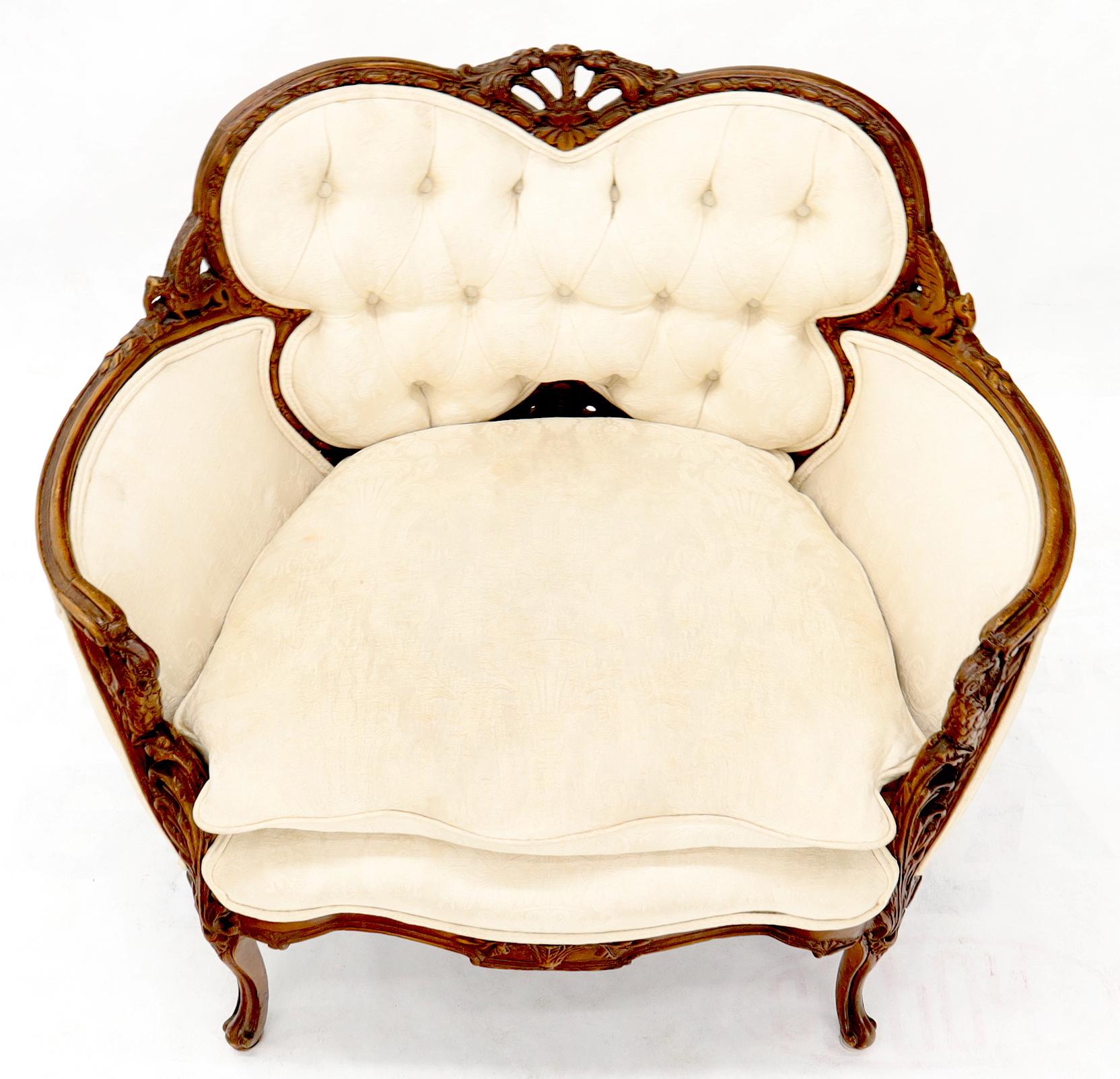 EstablishedLines Heavily Carved Walnut Wide Seat Lounge Chair