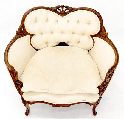 EstablishedLines Heavily Carved Walnut Wide Seat Lounge Chair