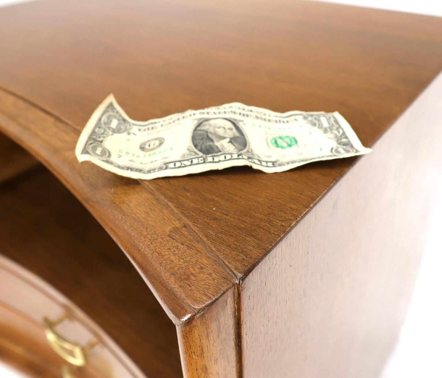 EstablishedLines Pair of Paul Frankl Walnut Nightstands for Johnson Furniture Solid Brass Pulls