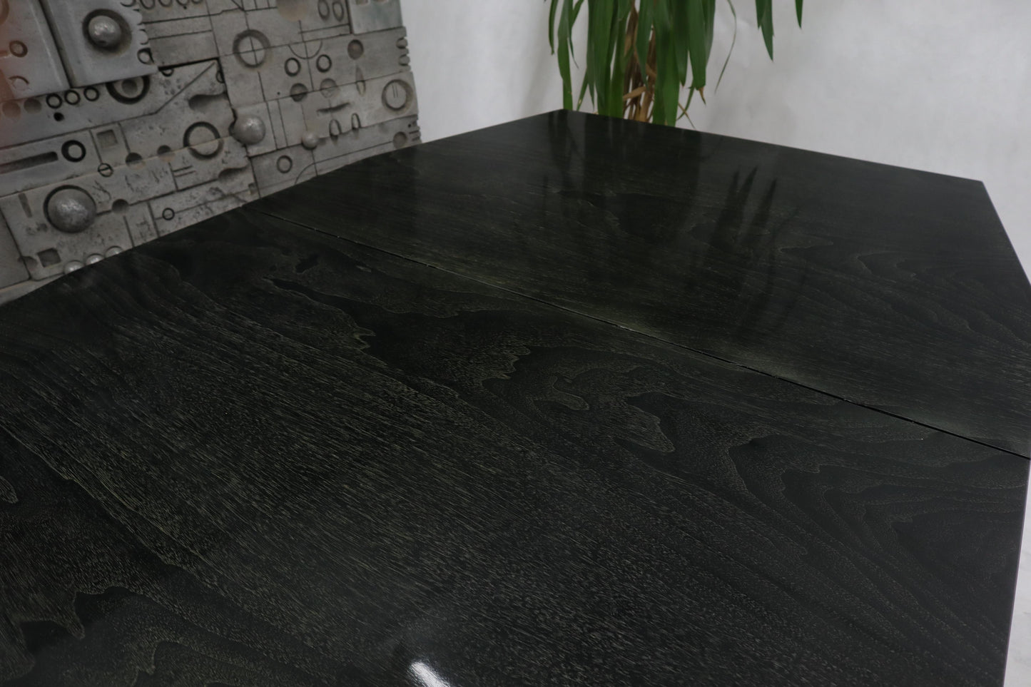 EstablishedLines Rare Ebonized Cerused Walnut Mid-Century Modern Dining Table w/ Two Extensions