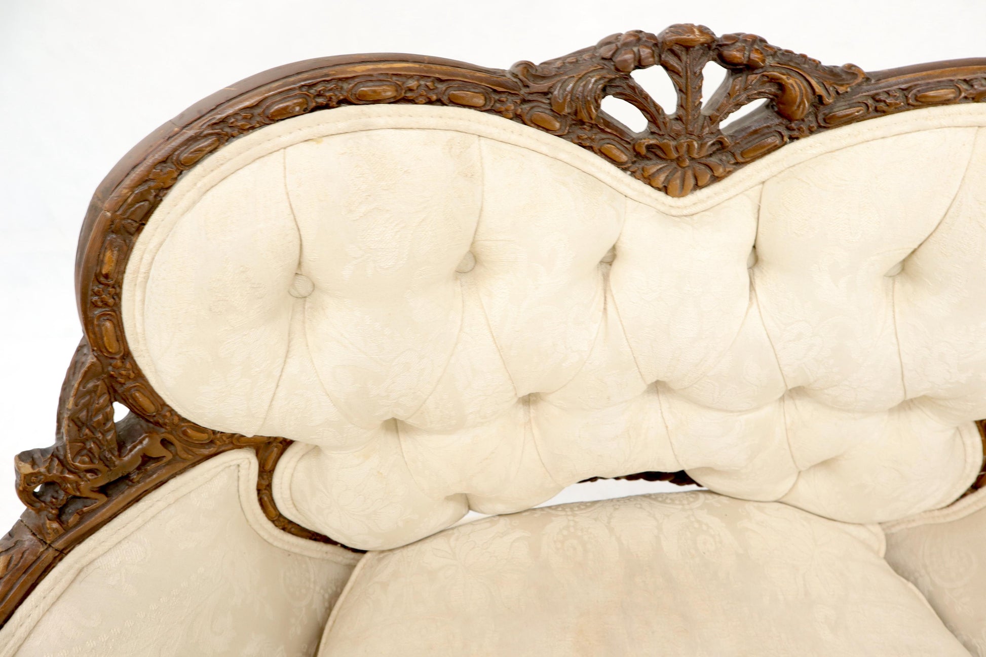 EstablishedLines Heavily Carved Walnut Wide Seat Lounge Chair