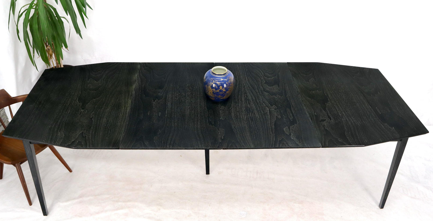 EstablishedLines Cerused Ebonized Walnut Dining Room Table 6 Chairs Set w/ Two Extension Boards