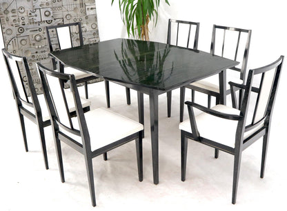 EstablishedLines Cerused Ebonized Walnut Dining Room Table 6 Chairs Set w/ Two Extension Boards