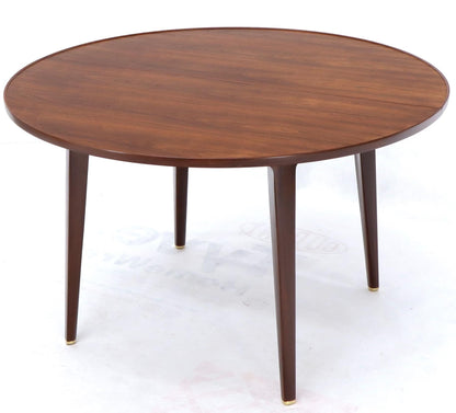 EstablishedLines Dunbar Round Walnut Dining Table with 2 Extension Boards Leafs Racetrack Shape
