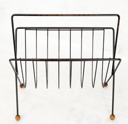 EstablishedLines Mid-Century Modern Ball Feet Tony Paul Magazine Rack Stand