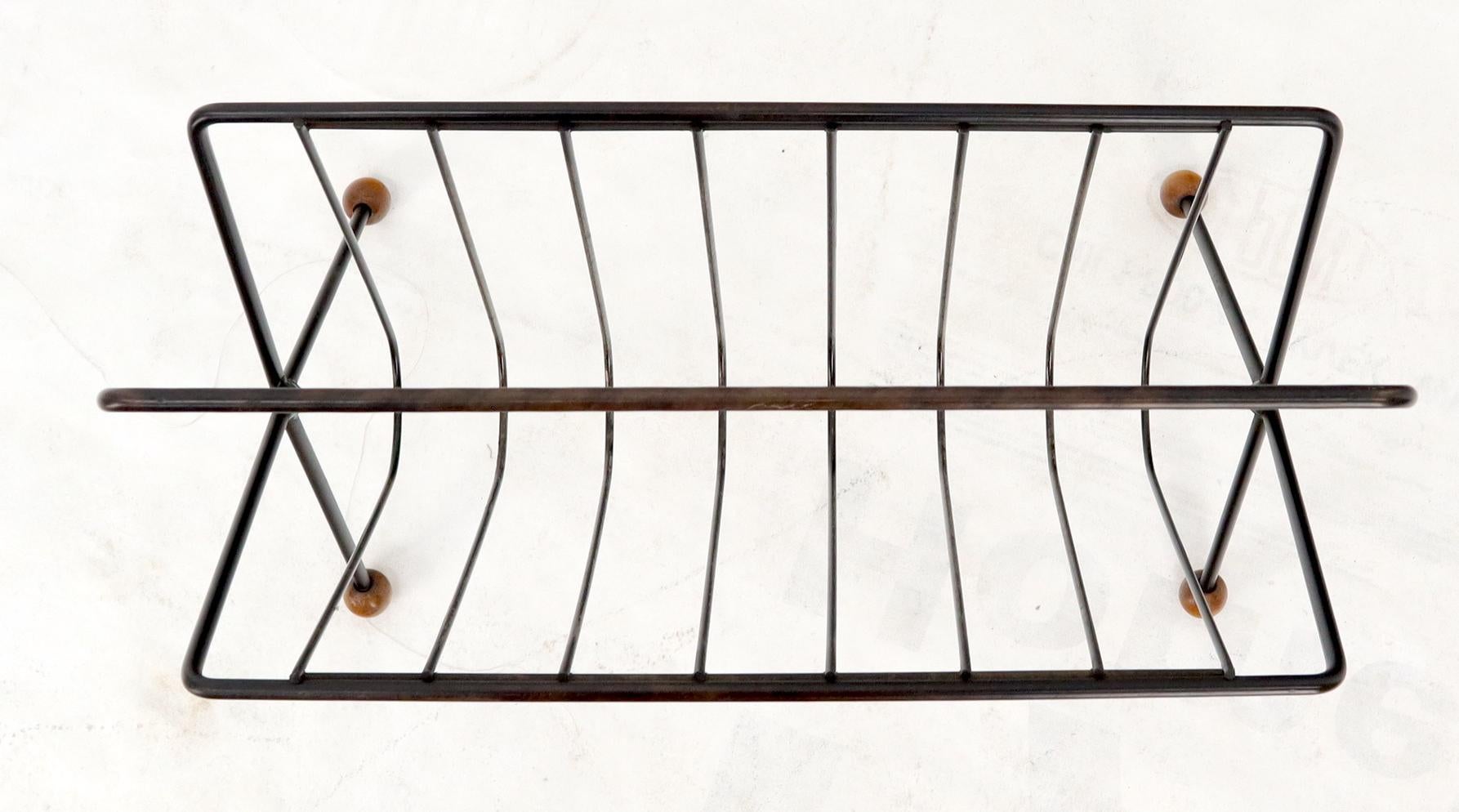 EstablishedLines Mid-Century Modern Ball Feet Tony Paul Magazine Rack Stand