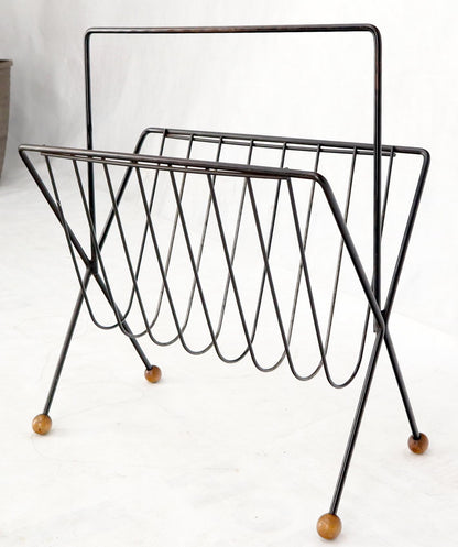 EstablishedLines Mid-Century Modern Ball Feet Tony Paul Magazine Rack Stand
