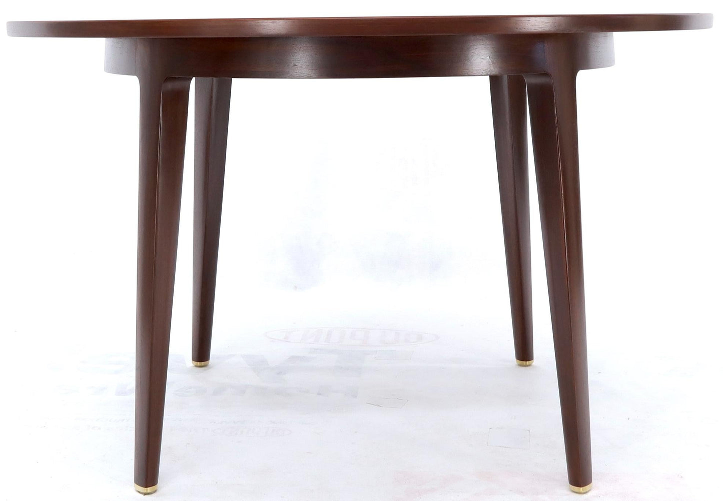 EstablishedLines Dunbar Round Walnut Dining Table with 2 Extension Boards Leafs Racetrack Shape