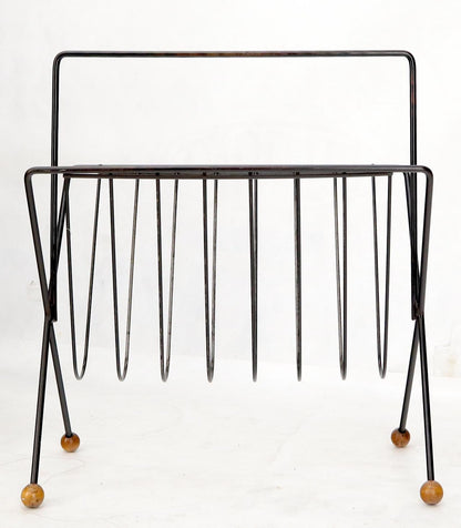 EstablishedLines Mid-Century Modern Ball Feet Tony Paul Magazine Rack Stand