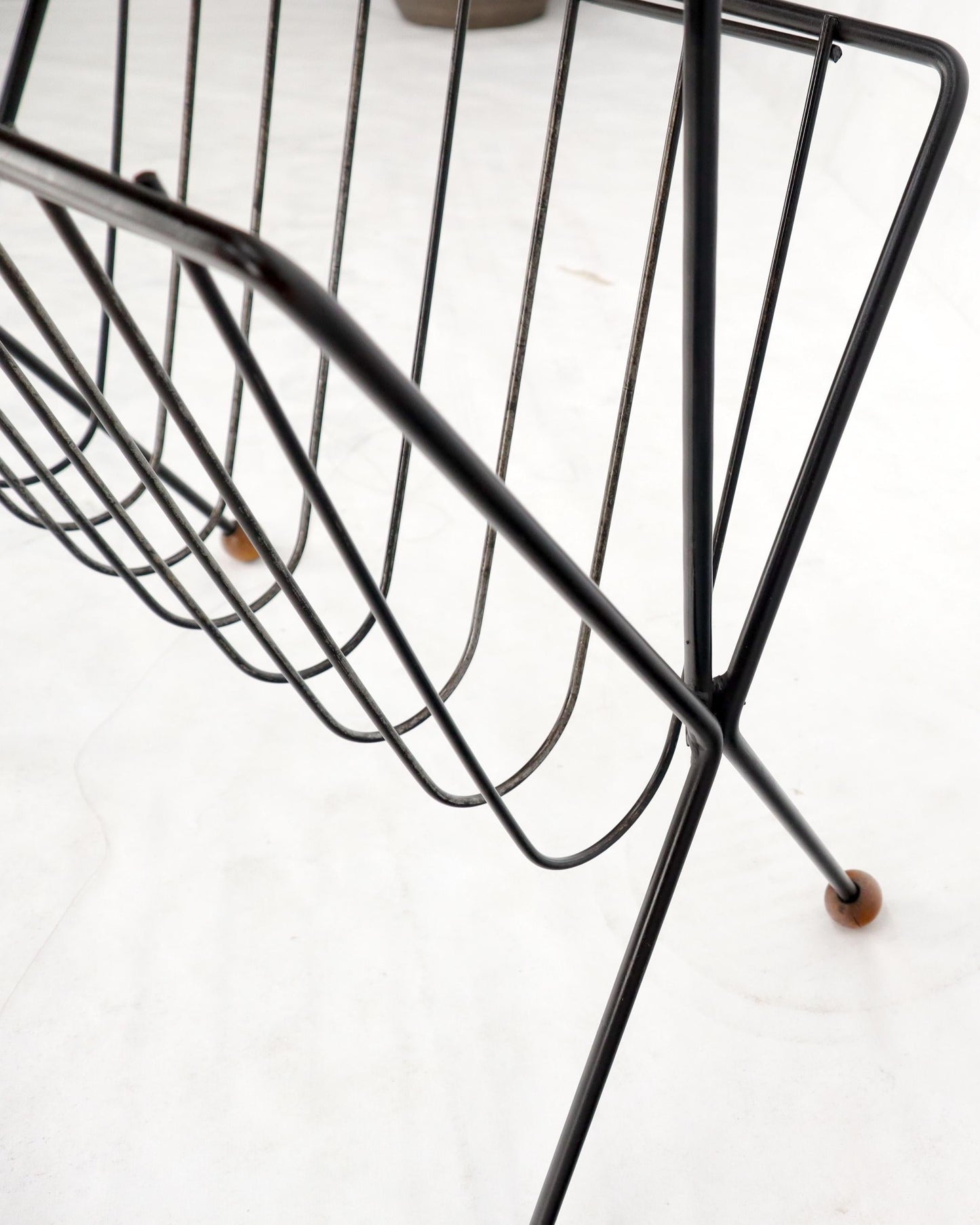 EstablishedLines Mid-Century Modern Ball Feet Tony Paul Magazine Rack Stand