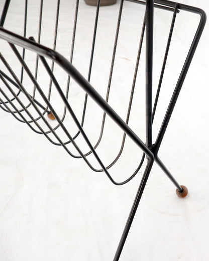 EstablishedLines Mid-Century Modern Ball Feet Tony Paul Magazine Rack Stand